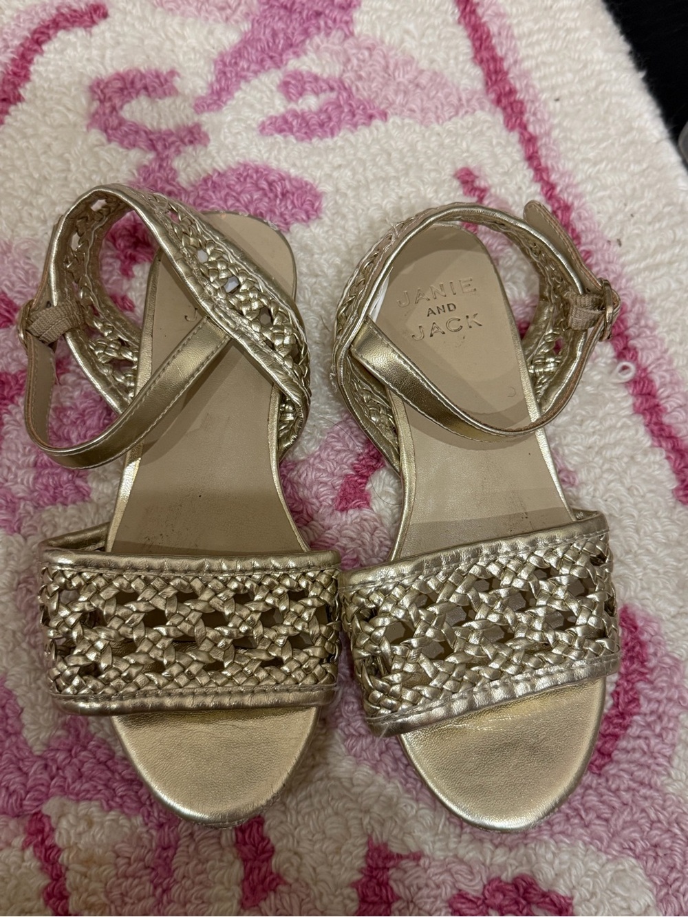 Janie and Jack Metallic Gold Braided Strap Sandals